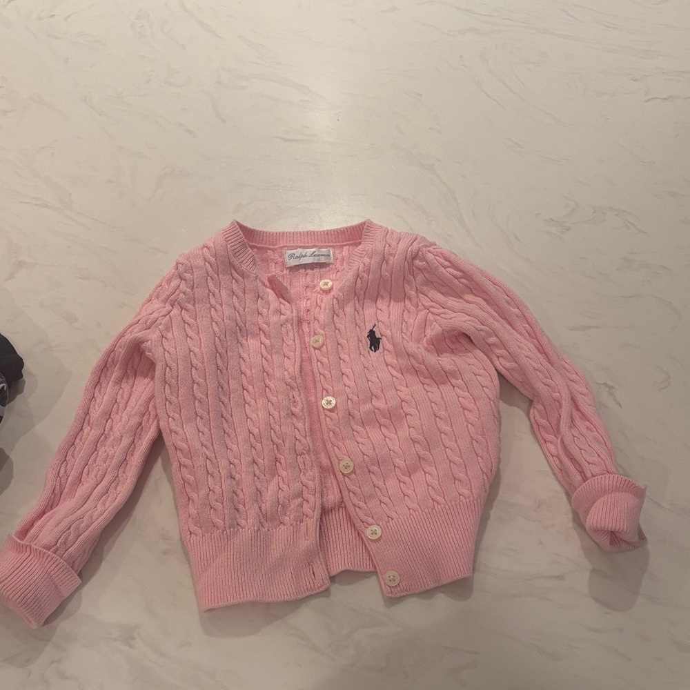 Ralph Lauren Pink Cable Knit Kids Cardigan